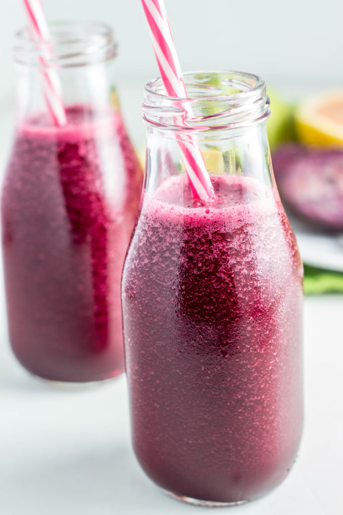 Beet Citrus Smoothies-Reap all the health benefits of beets with this heart healthy, delicious Beet Citrus Smoothie. A blend of beet root, pear, spinach, and citrus with just a hint of ginger to naturally boost energy and have you feeling great.