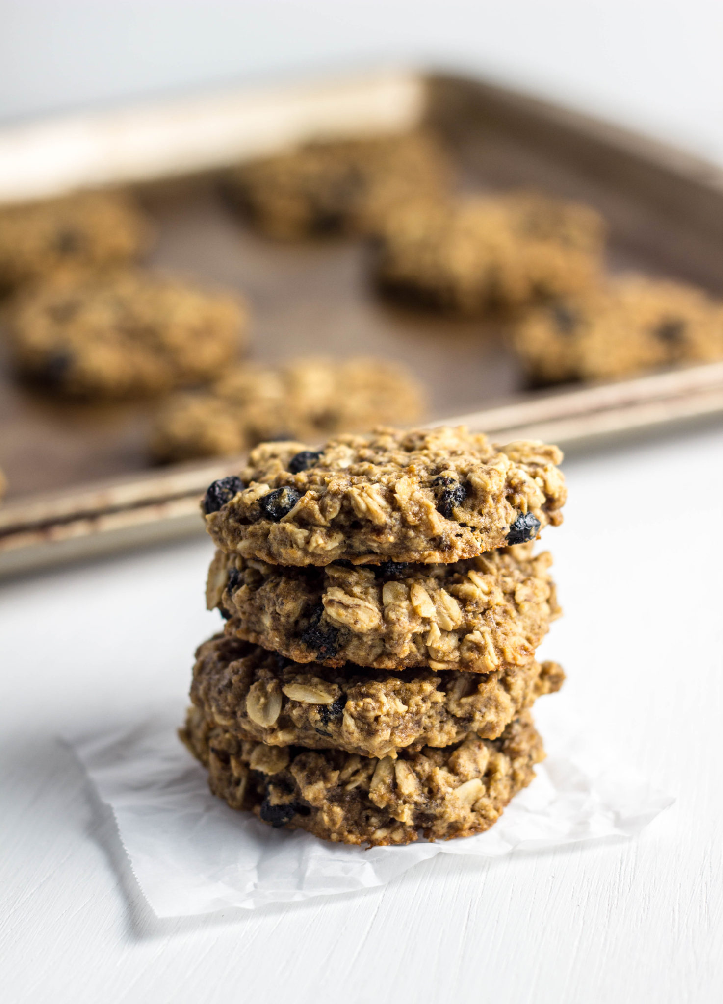 Stack of Gluten Free Blueberry Oatmeal Cookies