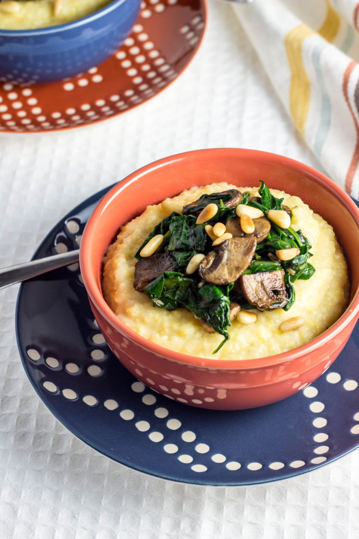 Creamy Polenta with Mushrooms and Spinach - Dinners for Veganuary 