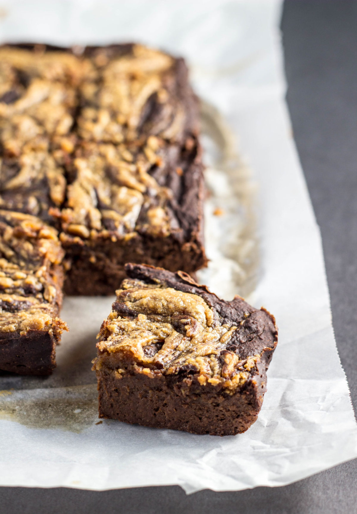 Healthy Peanut Butter Swirl Brownies-Healthy Peanut Butter Swirl Brownies-Brownies so fudgy, rich, and chocolatey you’d never guess they’re healthy too. These Healthy Peanut Butter Swirl Brownies are of course vegan, gluten free, oil free, naturally sweetened, and they have a secret good for you ingredient – butternut squash! 