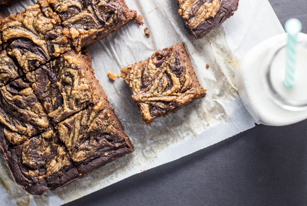 Healthy Peanut Butter Swirl Brownies-Brownies so fudgy, rich, and chocolatey you’d never guess they’re healthy too. These Healthy Peanut Butter Swirl Brownies are of course vegan, gluten free, oil free, naturally sweetened, and they have a secret good for you ingredient – butternut squash! 