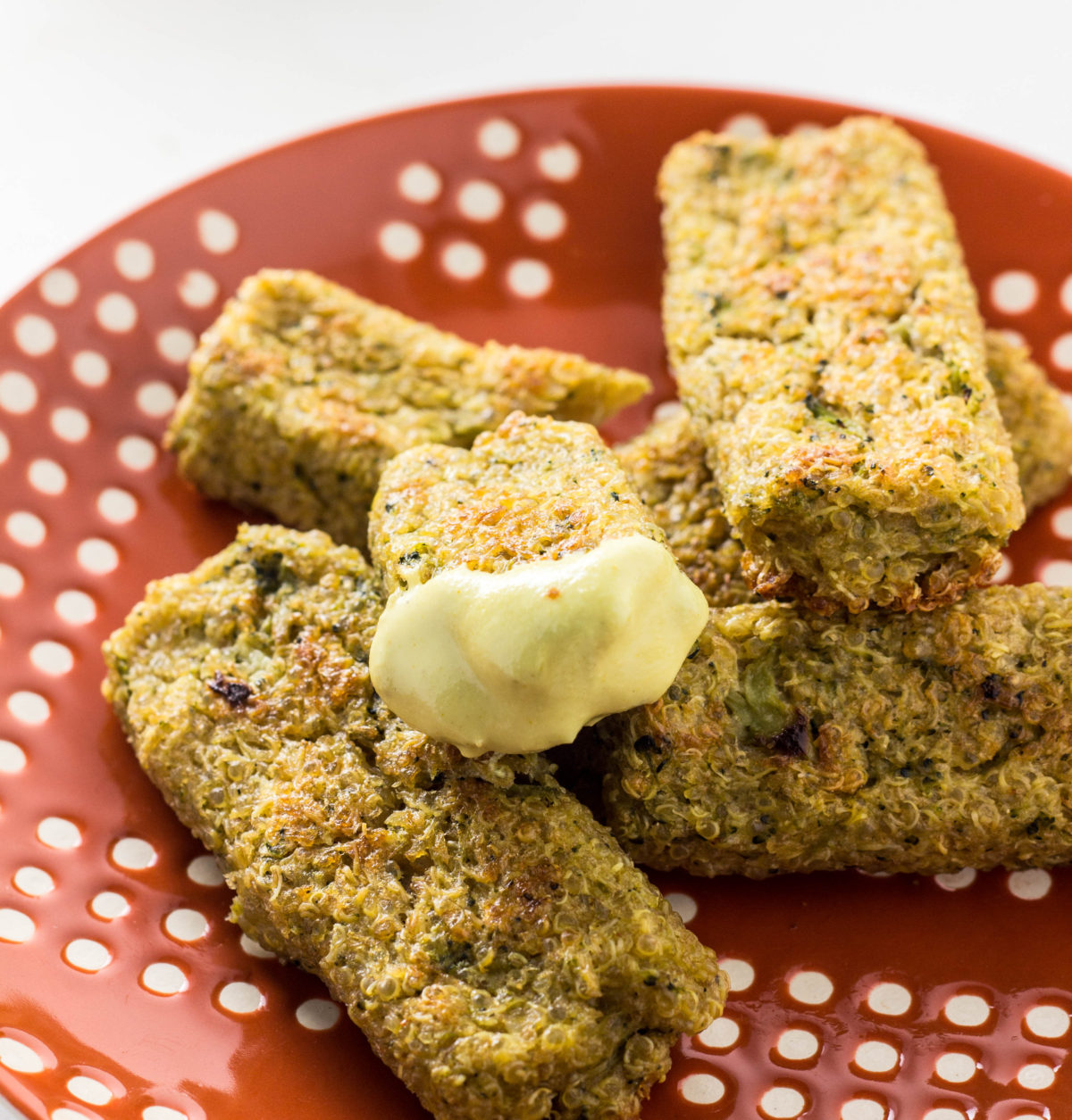 Broccoli Quinoa Sticks with Cashew Cheese Dipping Sauce