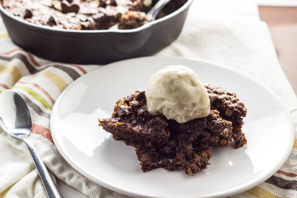 Chocolate Chip Oatmeal Skillet Cookie