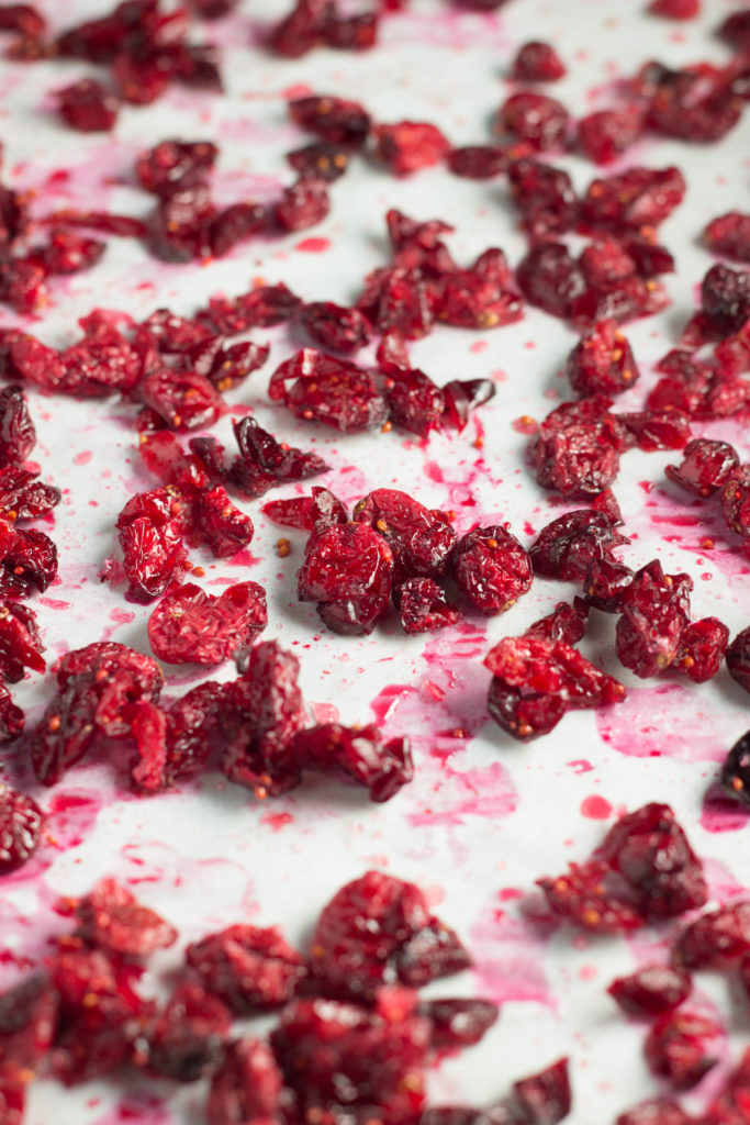 How-To Make Dried Cranberries in the Oven-A how-to guide on making dried cranberries at home using the oven. This allows you to control the sugar content for healthier snacking. Vegan & gluten free.
