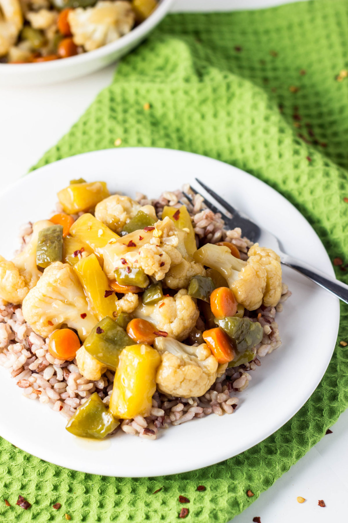 Vegan Sweet and Sour Veggies-These Vegan Sweet and Sour Veggies have all the delicious flavor of the popular take out dish, but without the refined sugar. Made with coconut sugar & GF.