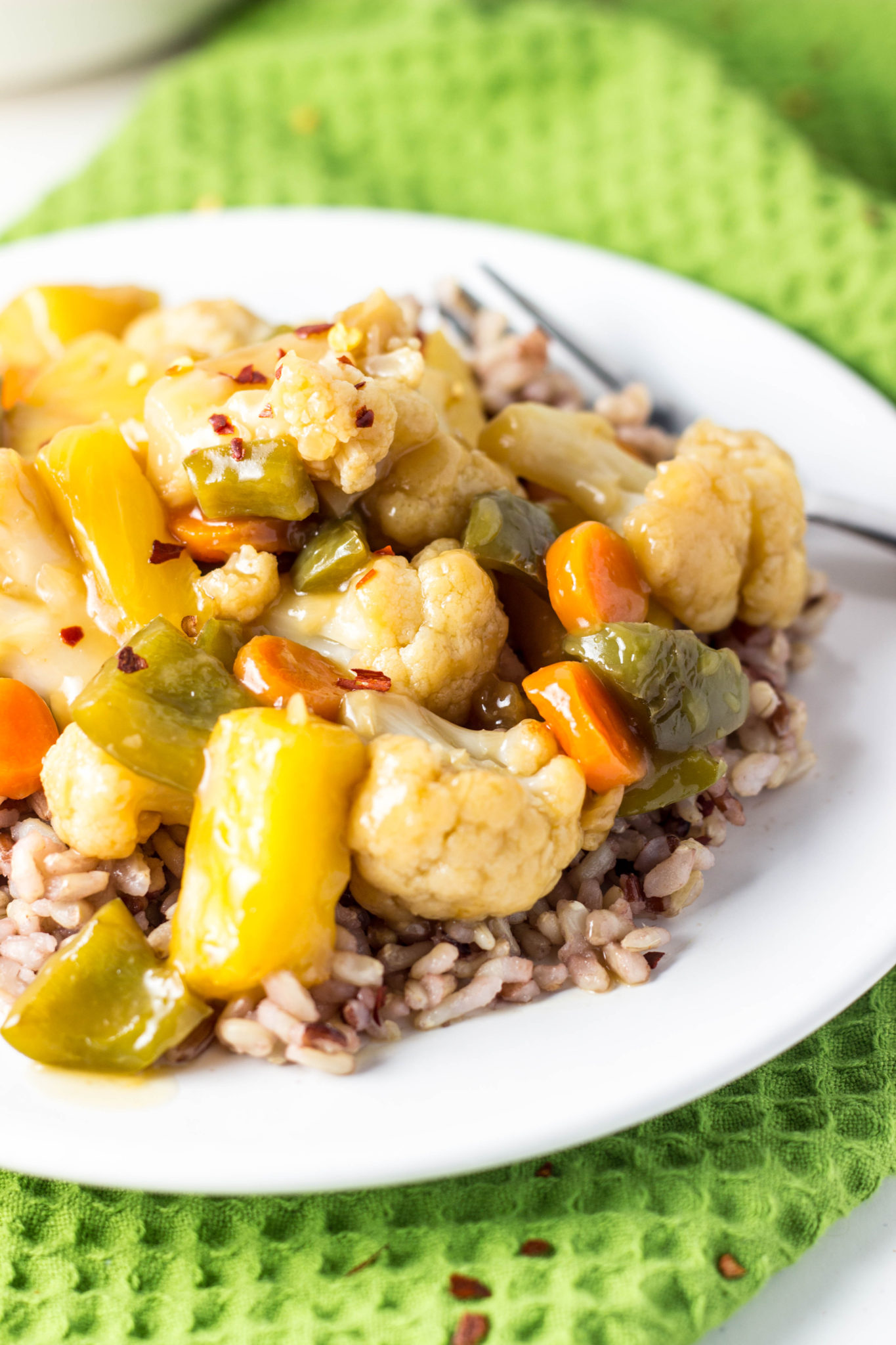 Vegan Sweet and Sour Veggies-These Vegan Sweet and Sour Veggies have all the delicious flavor of the popular take out dish, but without the refined sugar. Made with coconut sugar & GF.