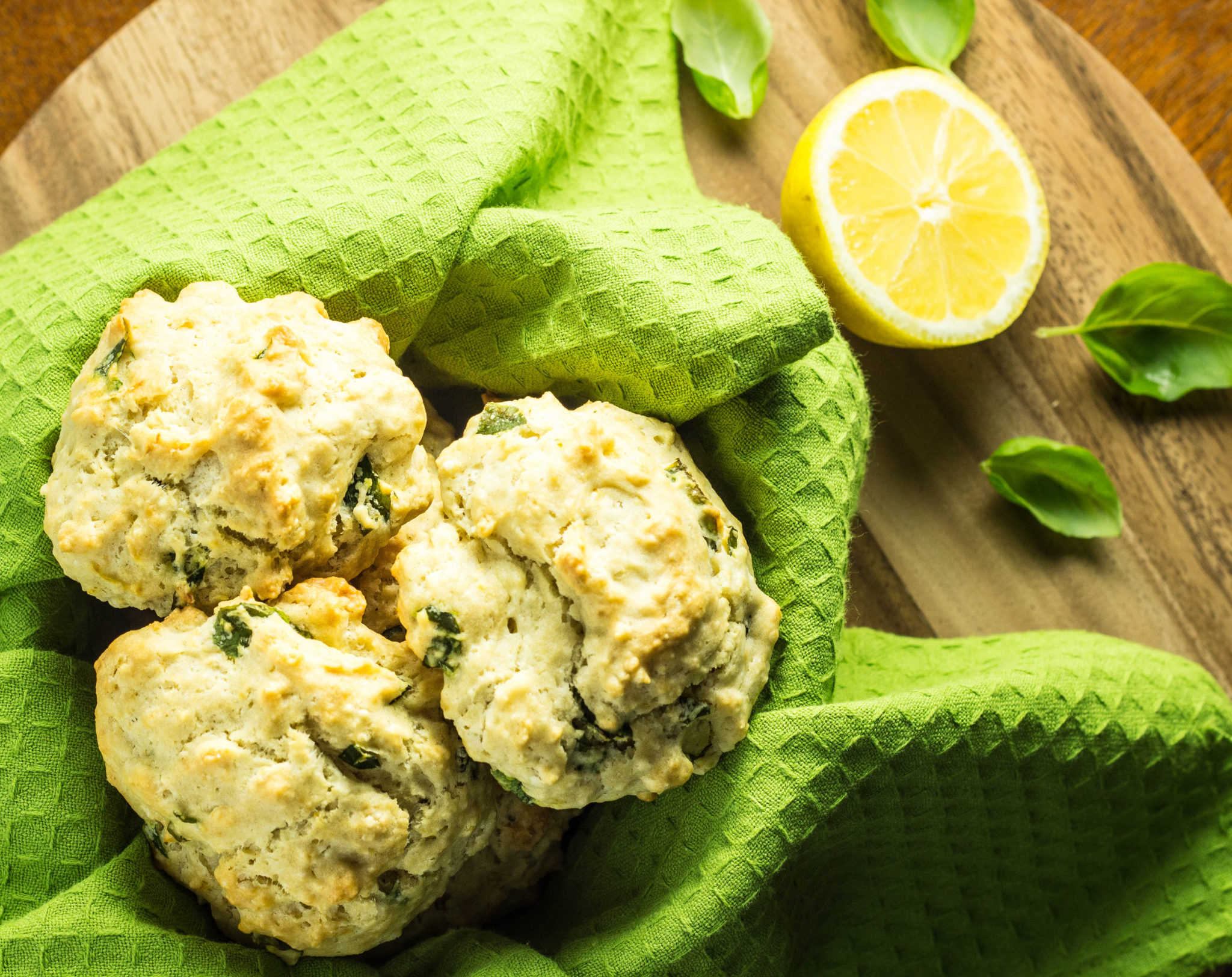 Lemon Basil Drop Biscuits 