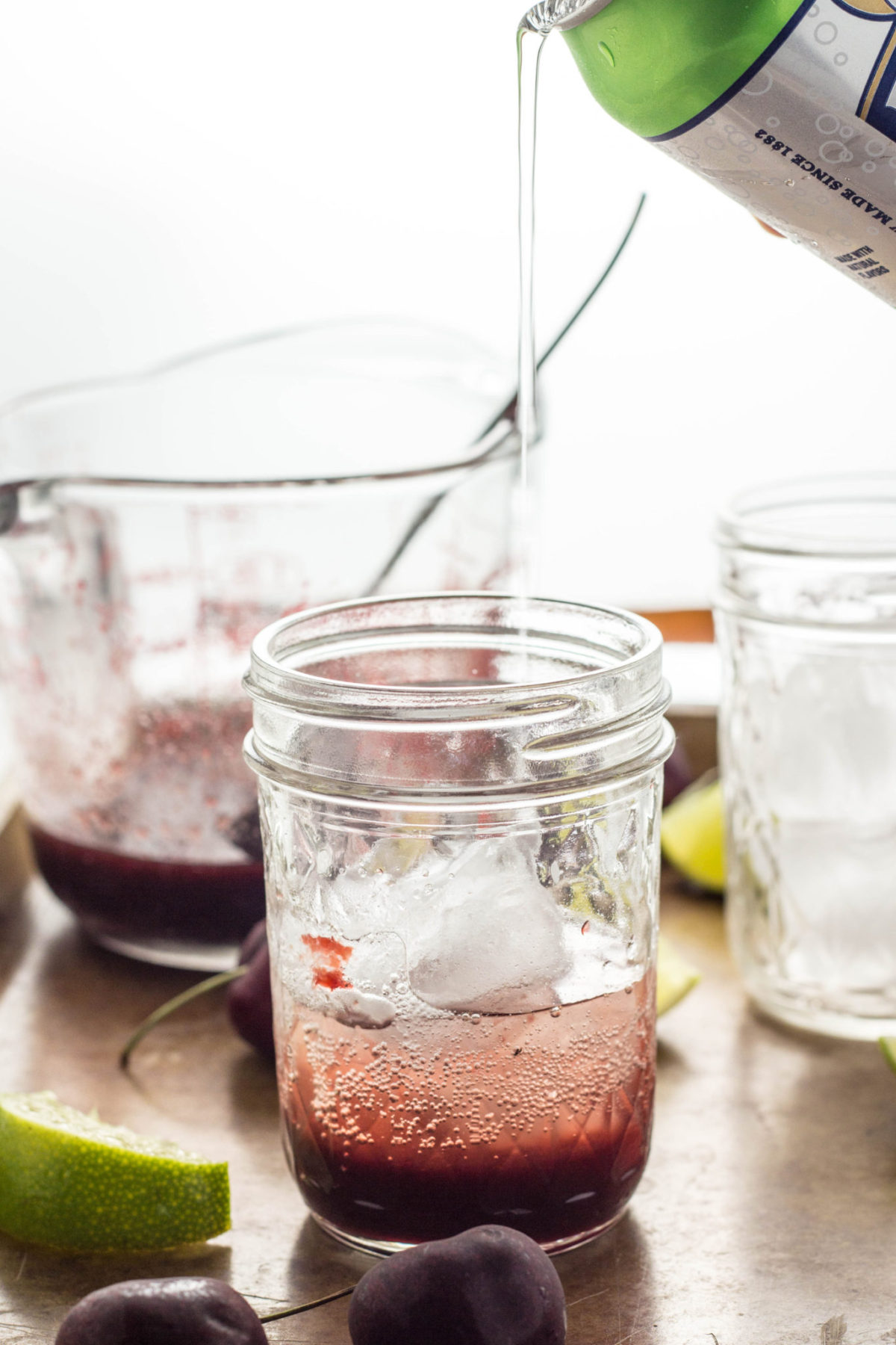 Kid Friendly Cherry Lime Spritzer - no refined sugar