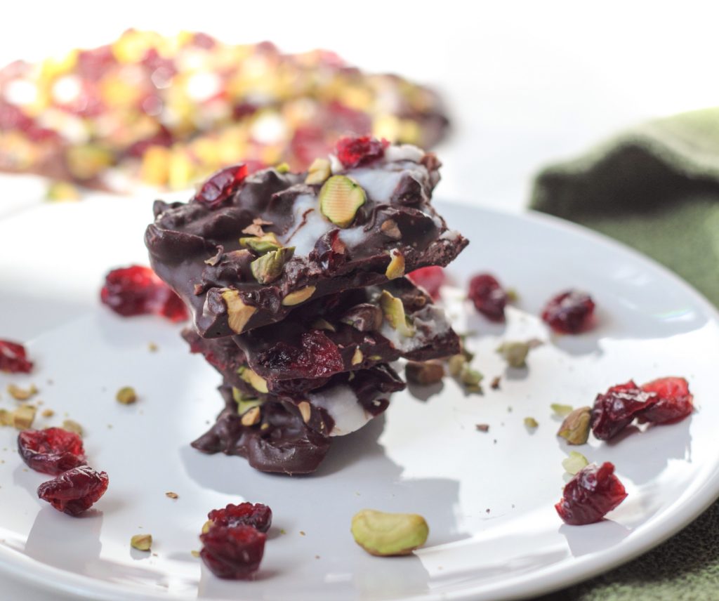 Dried Cherry and Pistachio Chocolate Bark 