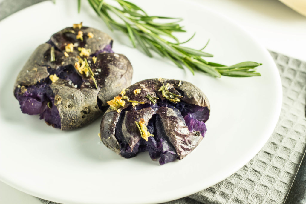 Skillet Garlic Purple Potatoes