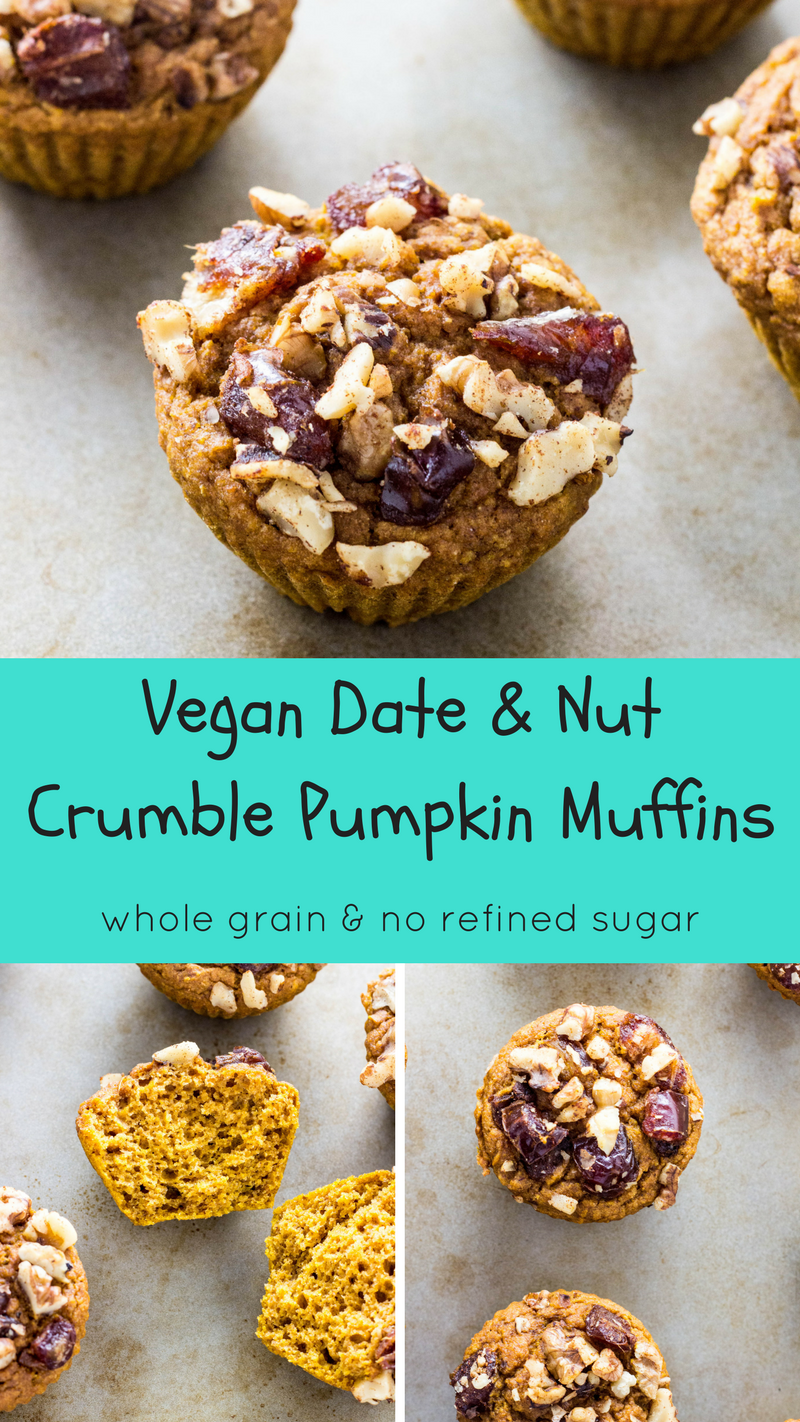 Vegan Date & Nut Crumble Pumpkin Muffins Pinterest graphic.