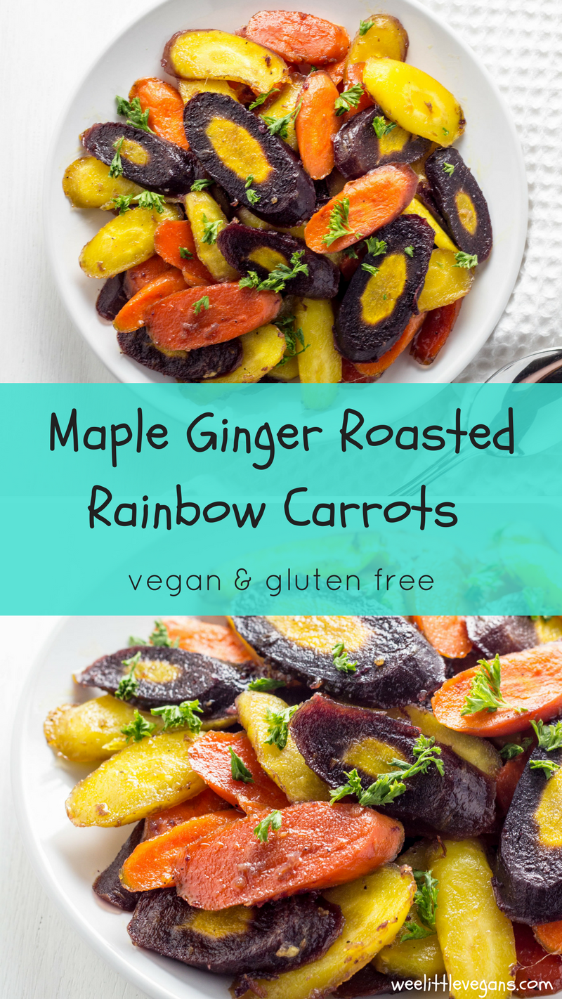 Maple Ginger Roasted Rainbow Carrots 