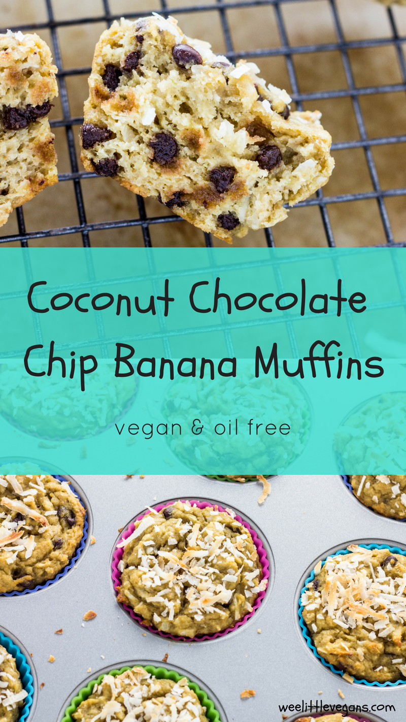 Coconut Chocolate Chip Banana Muffins Pinterest image.