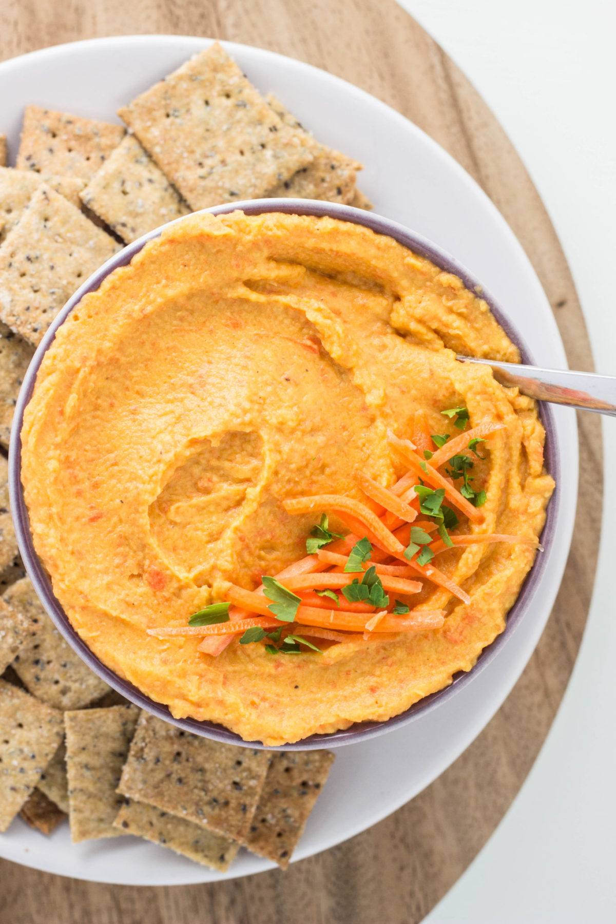 Roasted Carrot Garlic White Bean Dip 