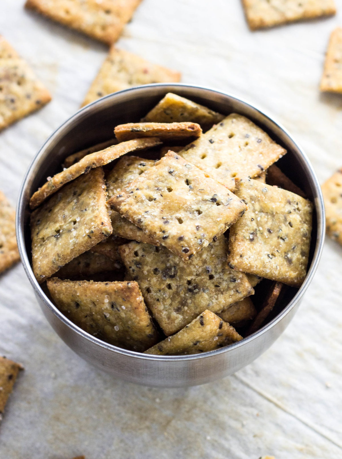 Whole Wheat Cheesy Herb Chia Seed Crackers 