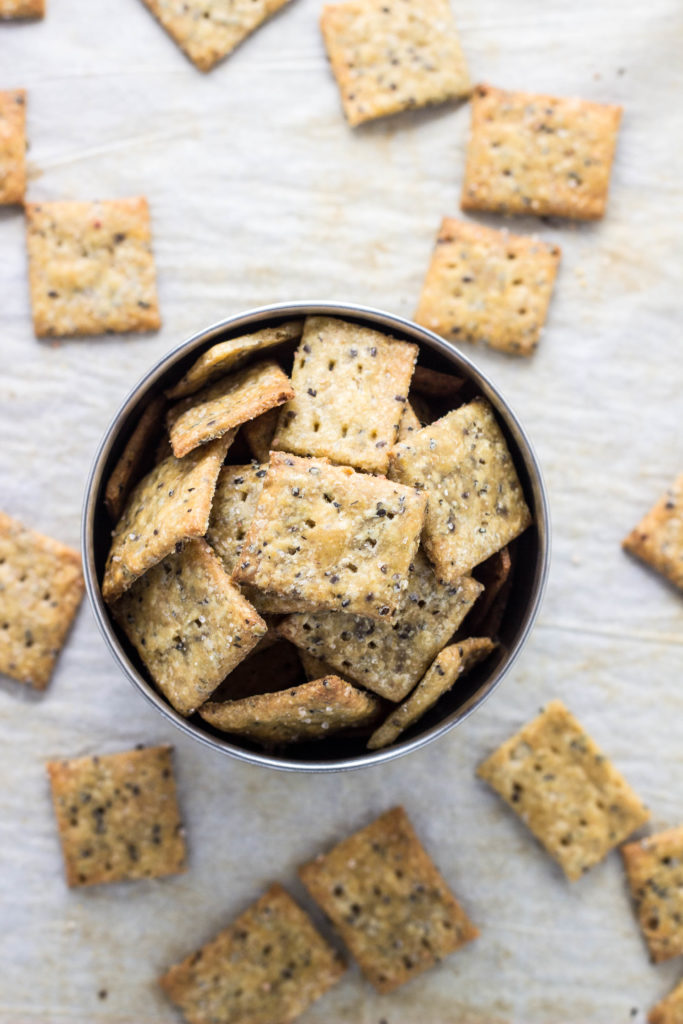 Whole Wheat "Cheesy" Herb Chia Crackers 