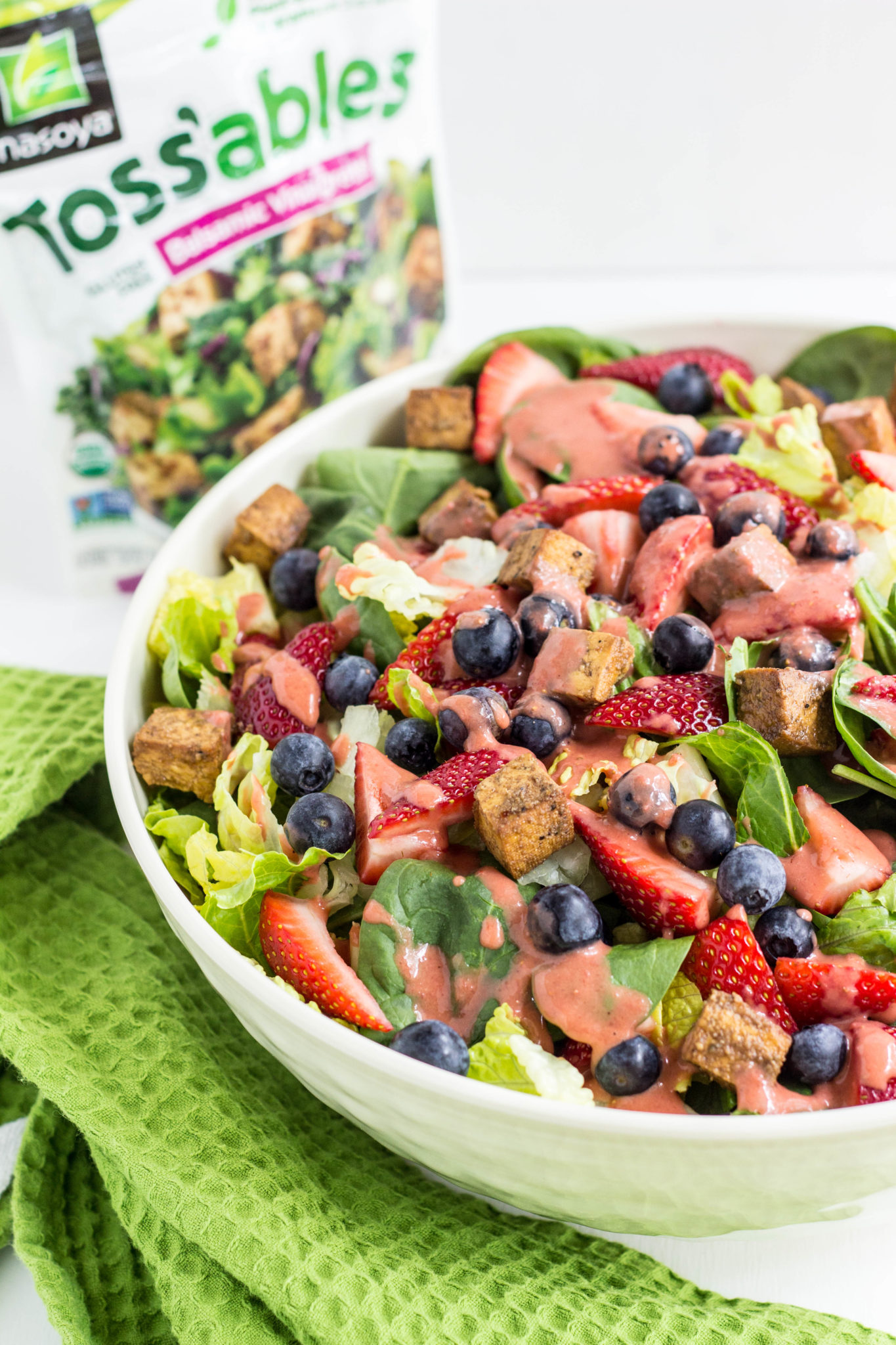 Close up view of Fruity Balsamic Tofu Salad