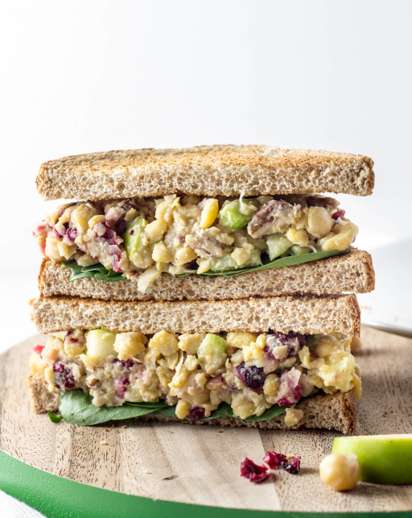 Vegan Cranberry Apple Chickpea Salad Sandwich