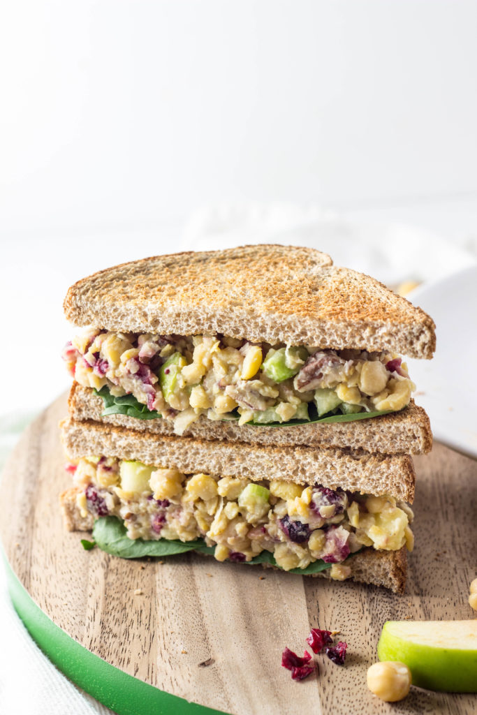 Vegan Cranberry Apple Chickpea Salad Sandwich