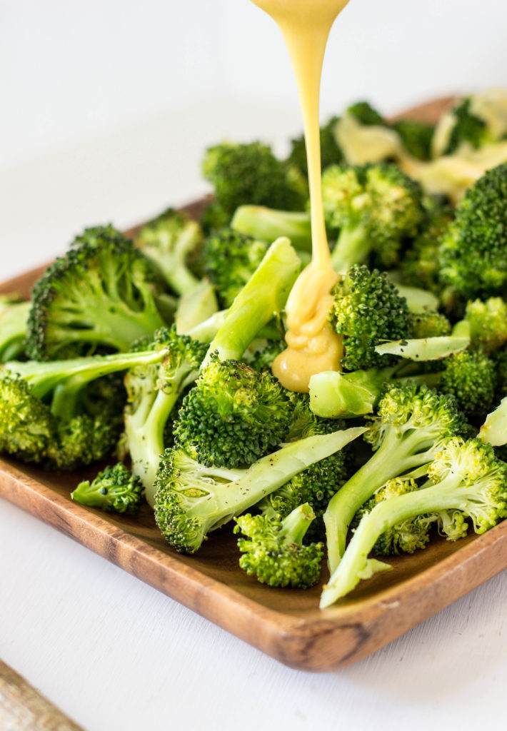 Roasted Broccoli with Vegan Cheese Sauce 