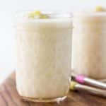 Close up side view of Creamy Vegan Lemonade Smoothies