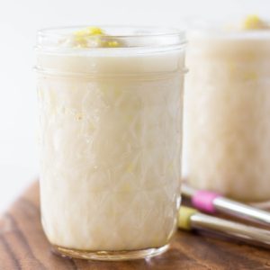 Close up side view of Creamy Vegan Lemonade Smoothies