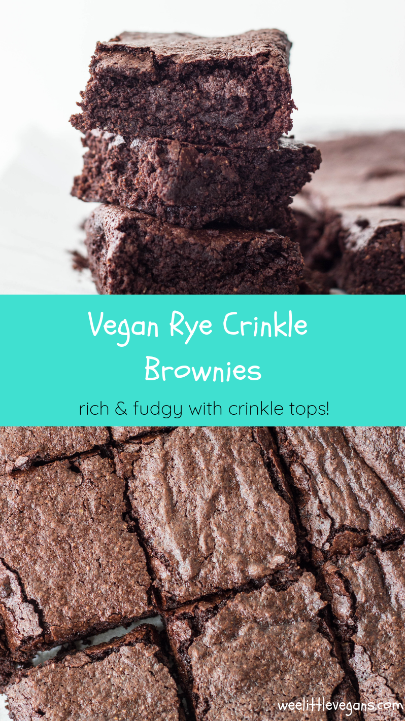 Pinterest image for Vegan Rye Crinkle Brownies