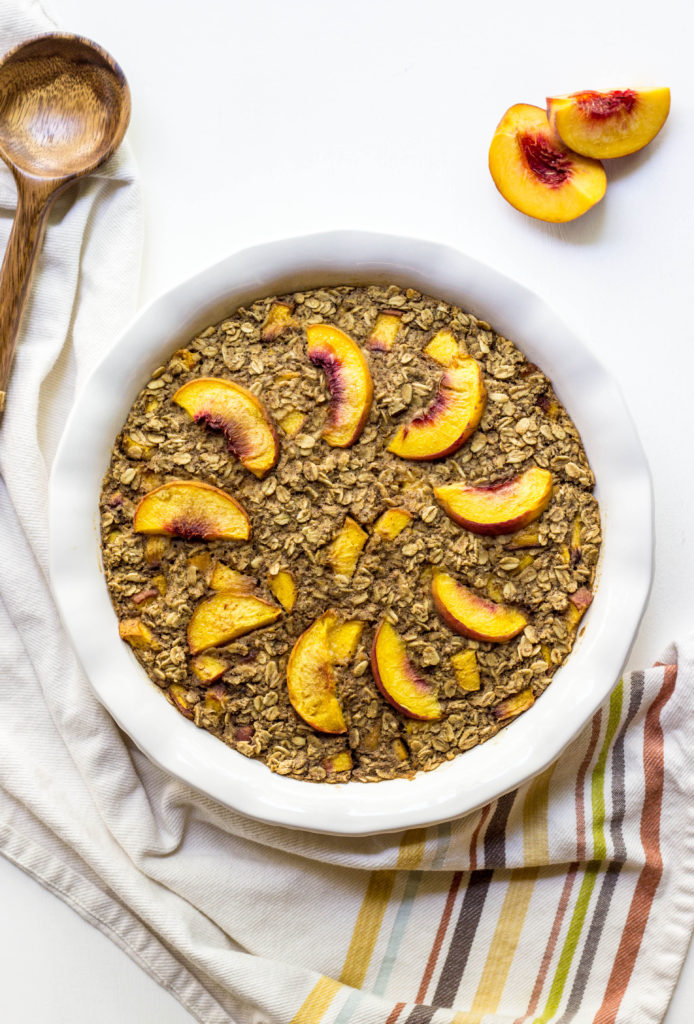 Vegan Peach Baked Oatmeal