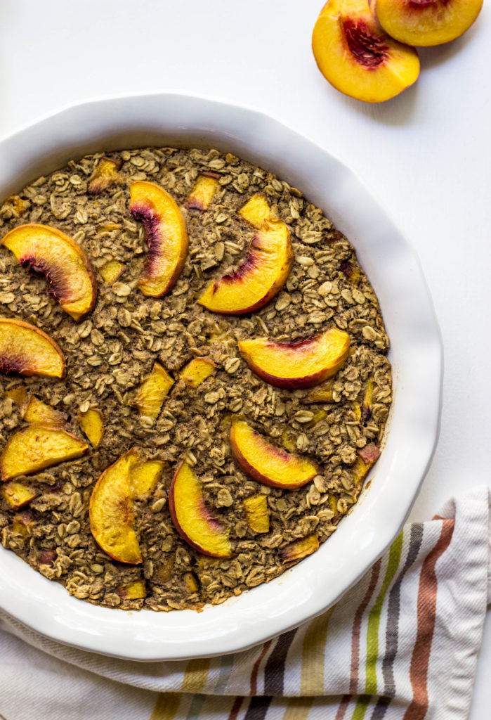 Vegan Peach Baked Oatmeal 