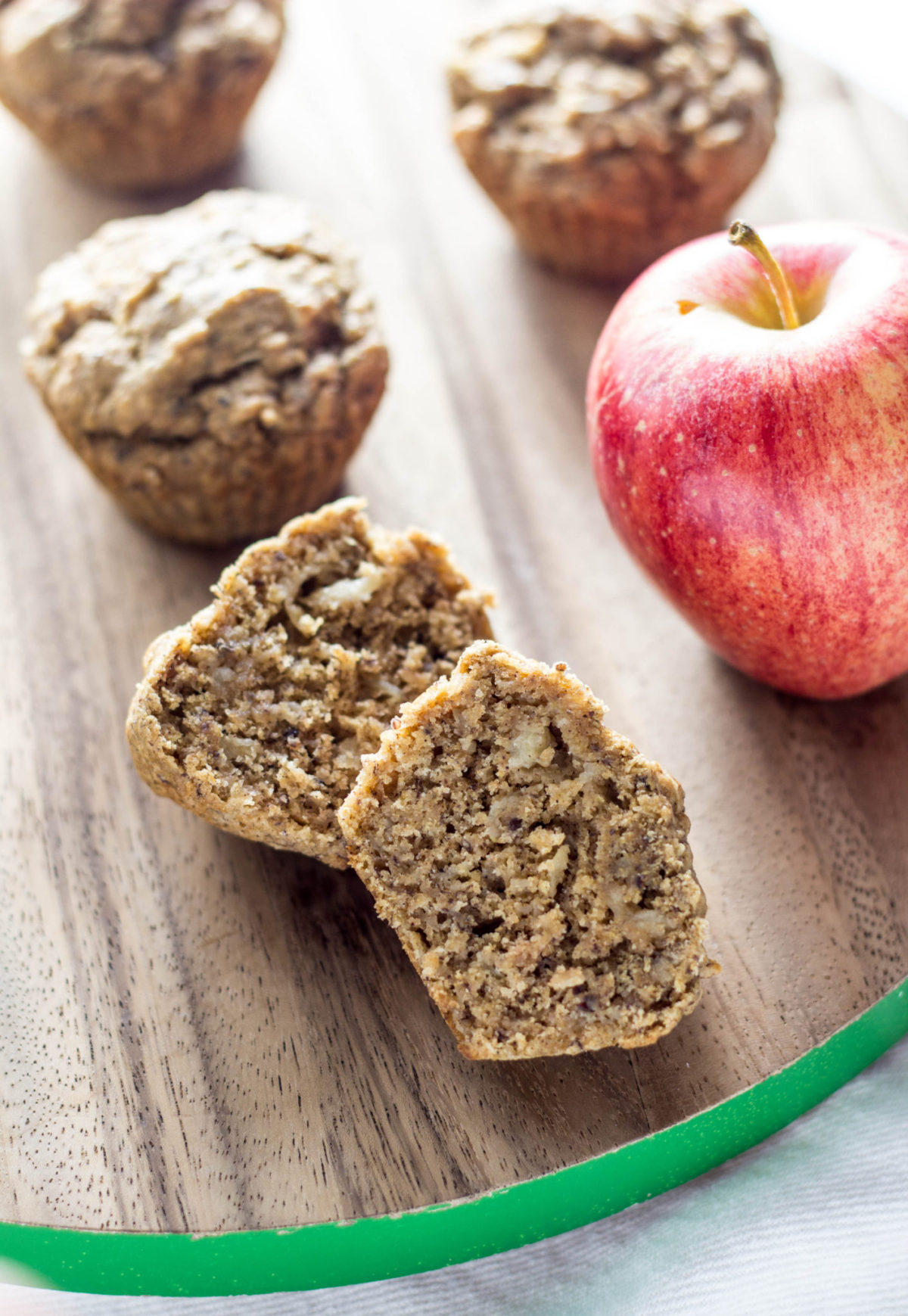 Cut open Vegan Apple Banana Bread Muffin