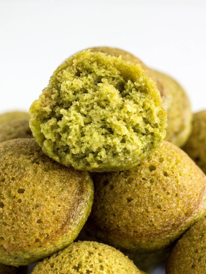 Close up side view of Baked Spinach Doughnut Holes.
