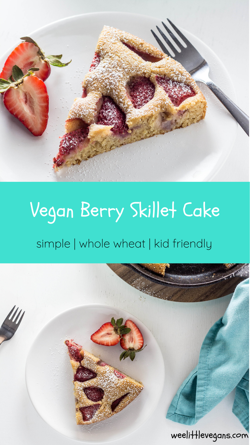 Pinterest image Vegan Berry Skillet Cake