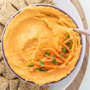 Roasted Carrot Garlic White Bean Dip Feature Image