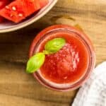 Top view close up of Watermelon Basil Slush (feature image).