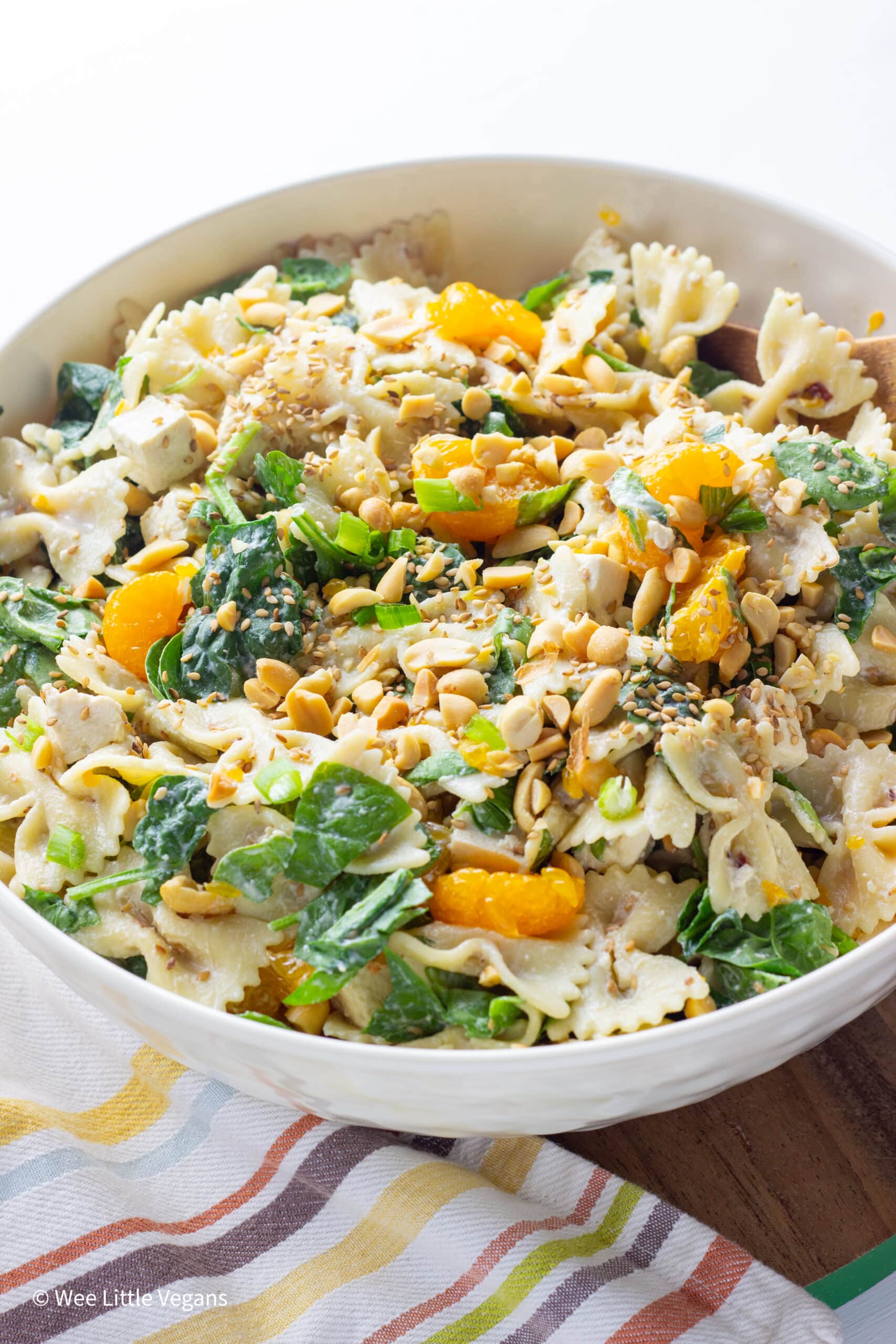 Close up of Sesame Tofu Pasta Salad.