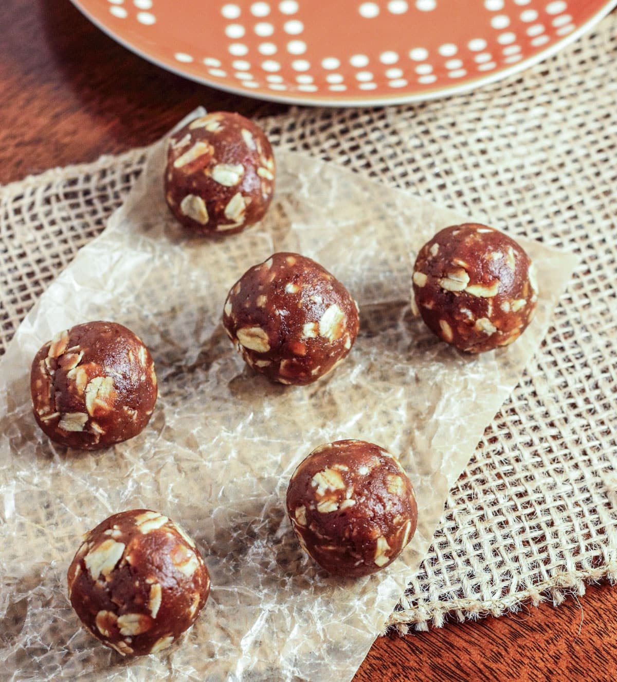 No Bake Peanut Butter Oatmeal Balls on parchment paper.
