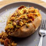 TVP Chili Stuffed Sweet Potatoes Featured Image