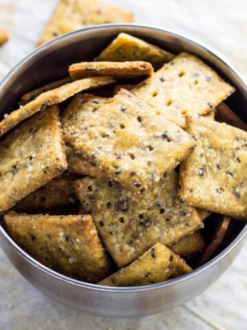 Cheesy Herb Chia Crackers Feature Image