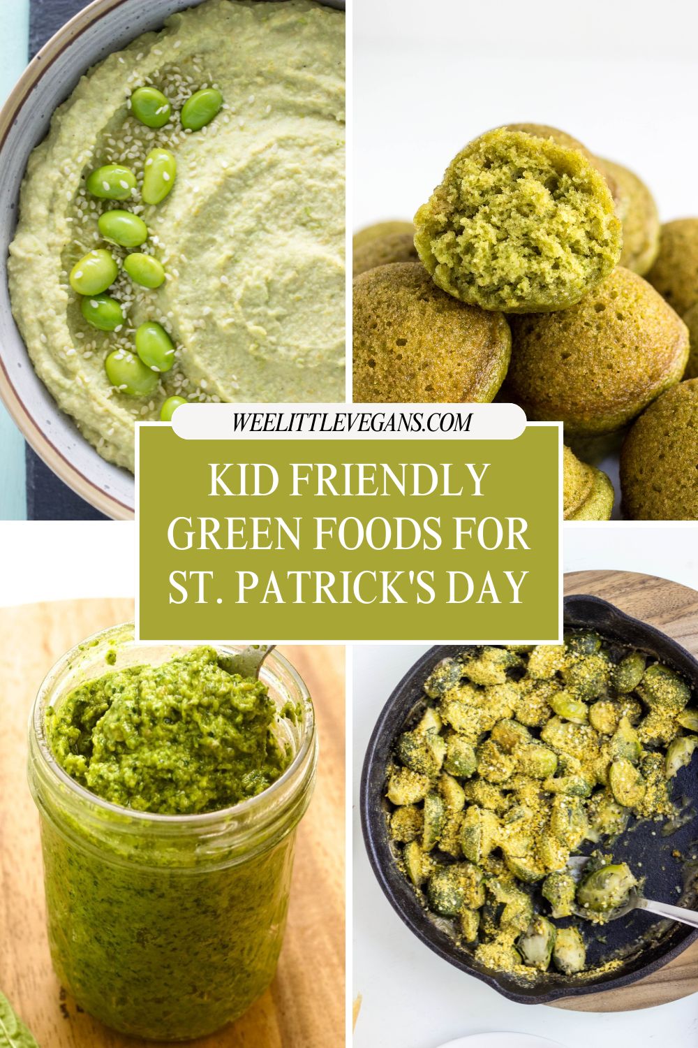 Kid Friendly Green Foods for St. Patrick's Day Pinterest collage.